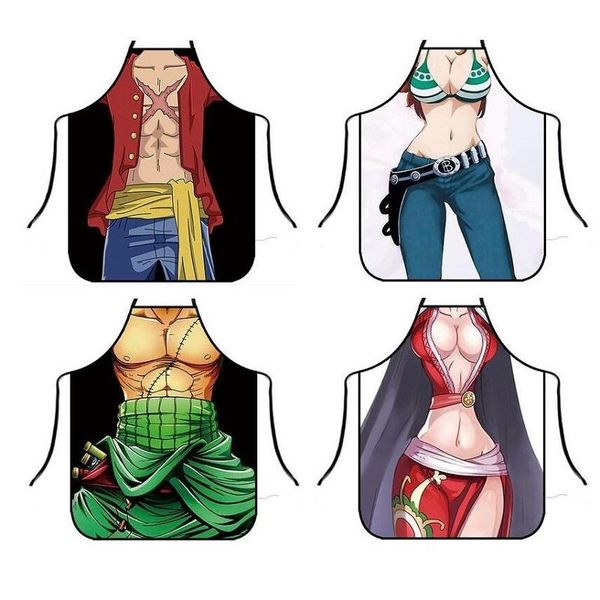 

aprons anime cartoon kitchen apron polyester dinner party cooking pinafore bibs household cleaning baking accessories
