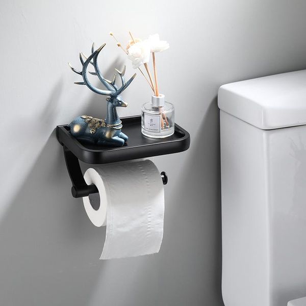 

toilet paper holders punch-aluminum alloy holder bathroom wall-mounted phone shelf towel roll accessories