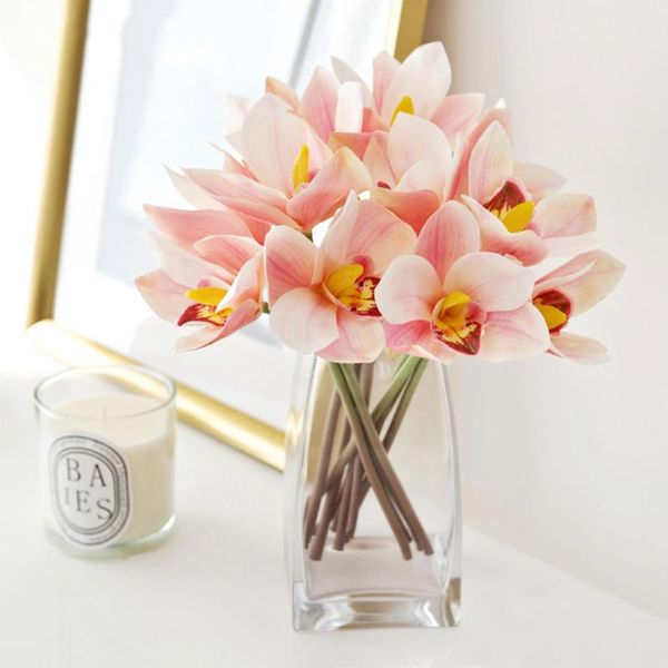 

decorative flowers & wreaths 4pcs artificial orchid flower wedding party fake table centerpiece silk cloth