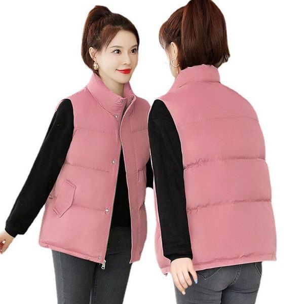 

women's vests vest autumn winter cotton coats thick women casual waistcoat sleeveless short jacket slim warm puffer coat, Black;white