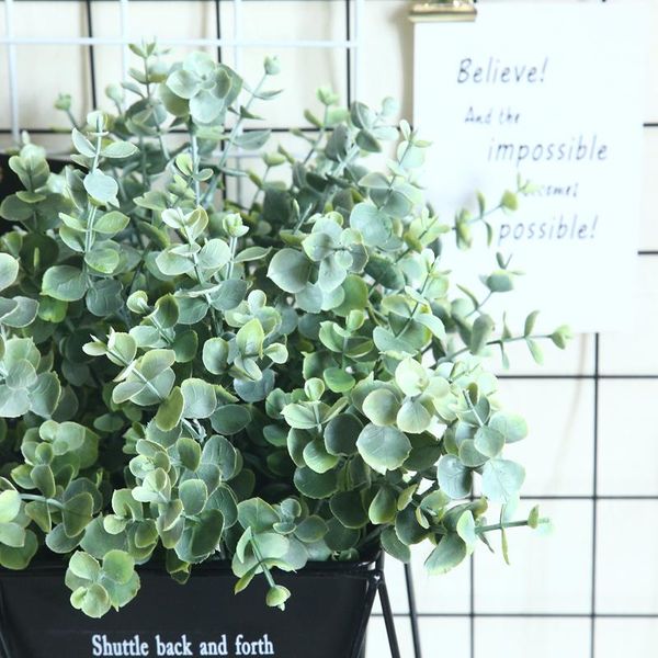 

plastic eucalyptus branch artificial flower arrangment faux foliage wedding home decoration green leaves fake plant