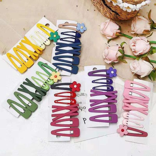 

colorful cute side clip set children's bangs clip flower hair color water drop children's hair accessories, Slivery;white