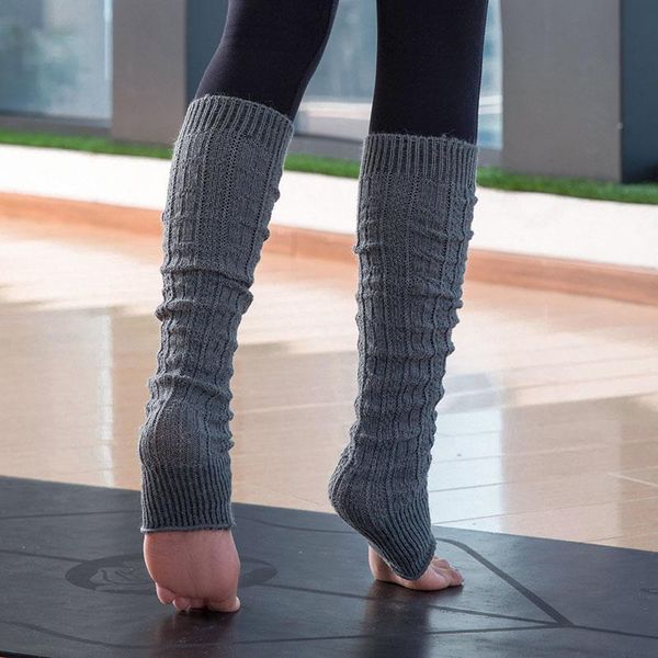 

yoga for women knee high knitted wool socks sport ballet ankle support long dance socks brace training fitness, Black