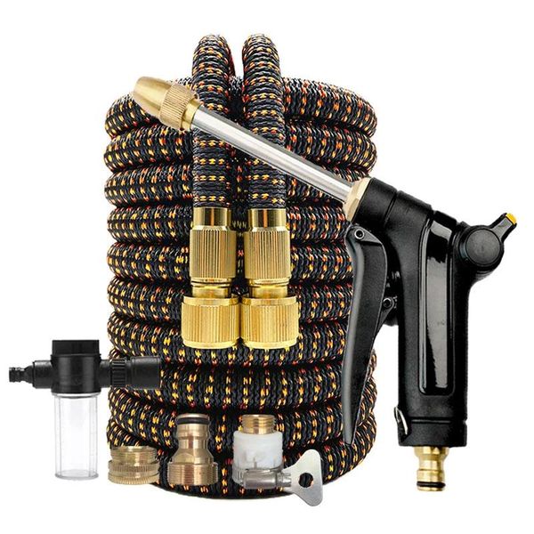 

watering equipments expandable garden hose high pressure car washer metal water gun flexible magic pipe sprayer irrigation