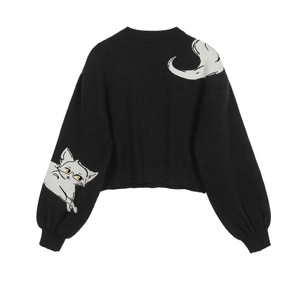 

women's sweaters vintage harajuku knitting sweater, dark knitted shirt for autumn and winter, fashionable, gothic, s7kw, White;black