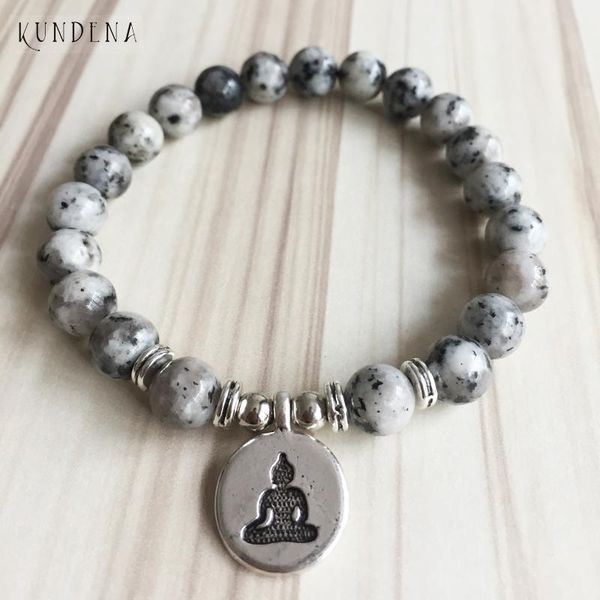 

tennis man buddha yoga lotus charm wrist 8mm white balmatin stone bracelet om mala men, Golden;silver