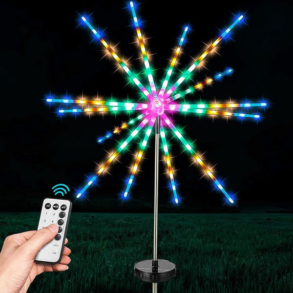 

firework meteor string lights remote control 8 modes rgb warm white garden decoration waterproof christmas outdoor battery solar landscape l