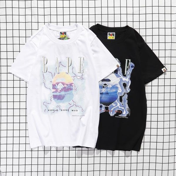 

new 2021 summer casual men's and women's printing creative fun cotton pullover short sleeve youth popular round neck t-shirt, White;black