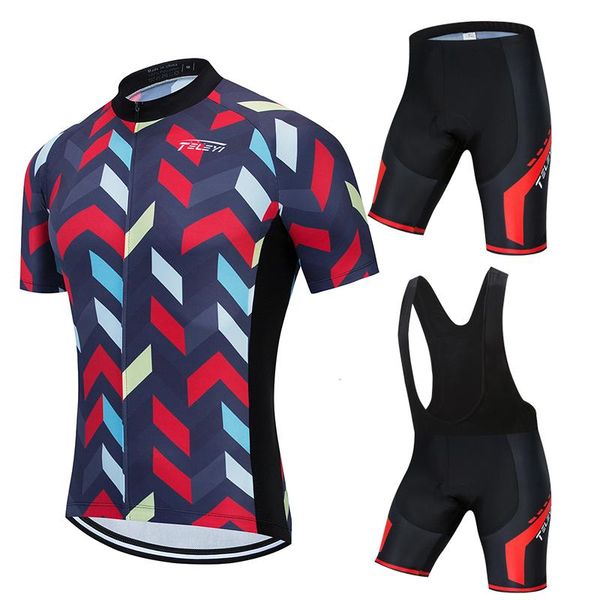 

racing sets teleyi men short sleeve cycling suit quick dry breathable mesh fabric for road mtb mountain bike, Black;blue