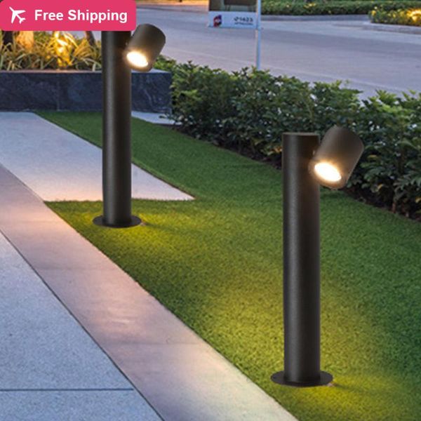 

lawn lamps 10pc 1/2heads led waterproof aluminum post lamp black rotatable pillar light outdoor garden landscape street colum