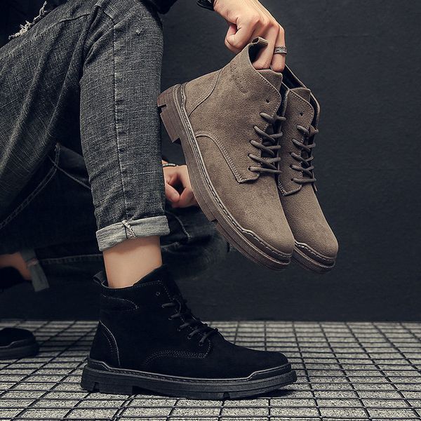 

2020 winter new fashion boots male british mid-worker boots hight-vintage trendy casual wild trendy shoes