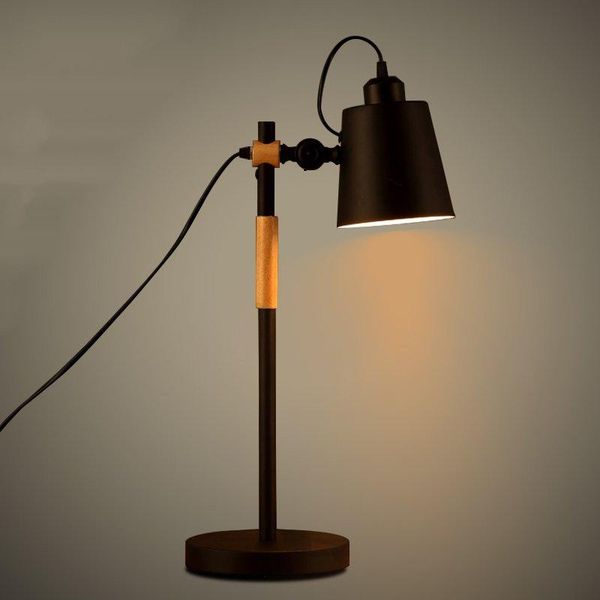 

nordic simply iron wood bedroom table light creative art study living room light coffee shop with led bulbs ing
