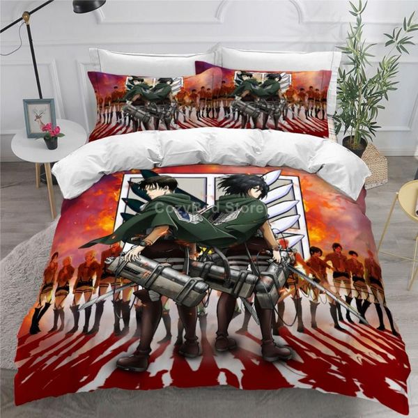 

bedding sets attack on titan set anime 3d duvet cover comforter bed linen twin  king single size fashion luxury kids cartoon