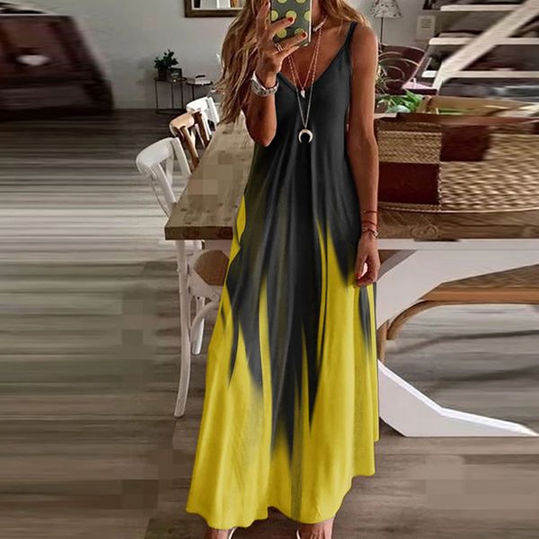

sling v neck boho long dress casual summer sleeveless maxi beach dresses women elegant daisy print lady party dress vestidohigh quality, Black;gray