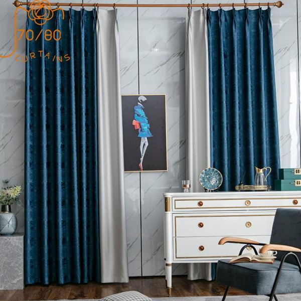 

curtain & drapes nordic high-end pure color jacquard stitching blackout curtains for living room and bedroom floor-to-ceiling windows