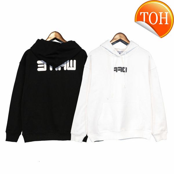 

fashion youth loose 2021off-white hooded letter printed sweater, Black