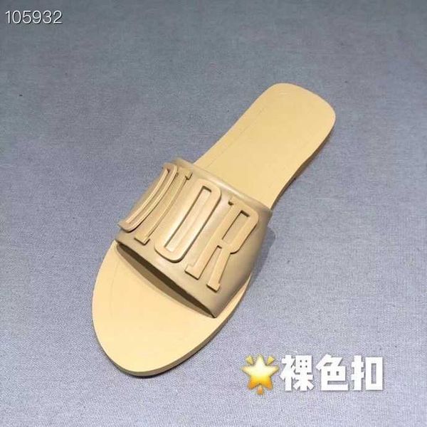 

2020 summer new fashion show popular home d letter metal lazy people wear slippers female students korean fashion beach ysj, Black