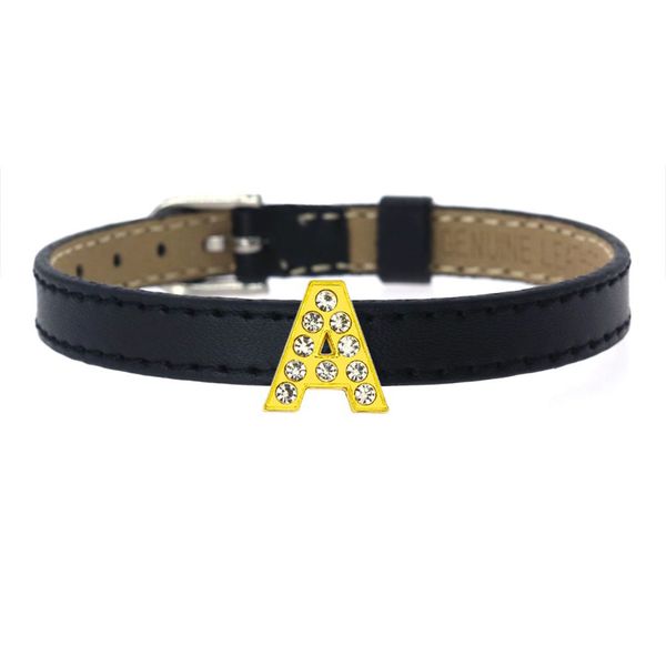 Accessorio per collari per cani Pieno strass Diapositiva Lettere inglesi 8mm / 10mm A-Z Bling Crystal Accessori per gioielli in lega fai da te Bracciale in pelle