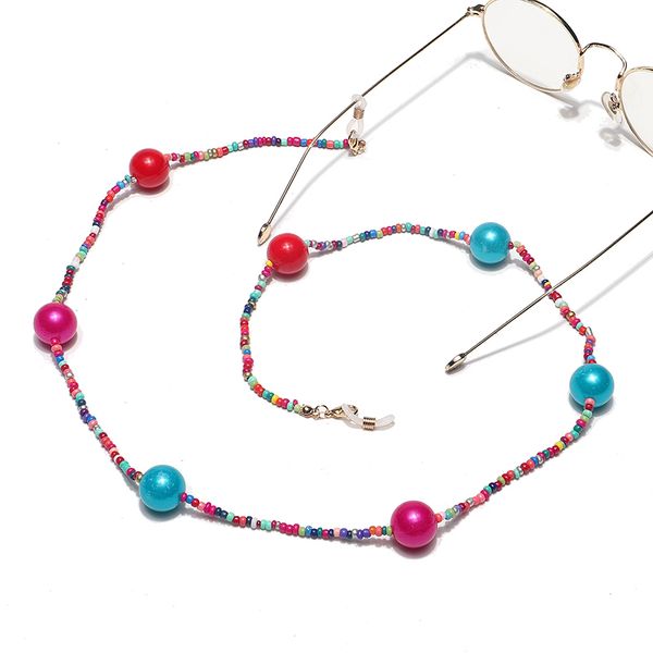 

2021 chic handmade colorful beads ball shape glasses chain holder anti-slip reading eyeglasses chain accessary