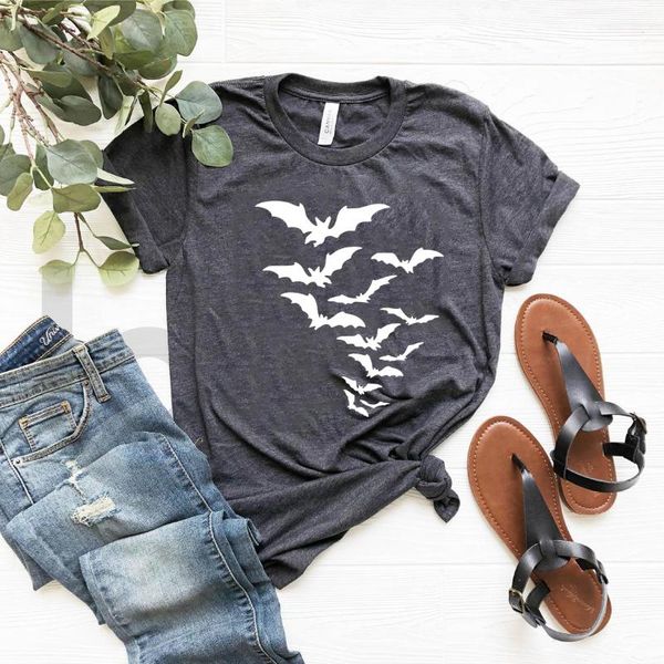 

women's t-shirt swarm of bats t shirt halloween women men graphic tees short sleeve t-shirts aesthetic clothes, White