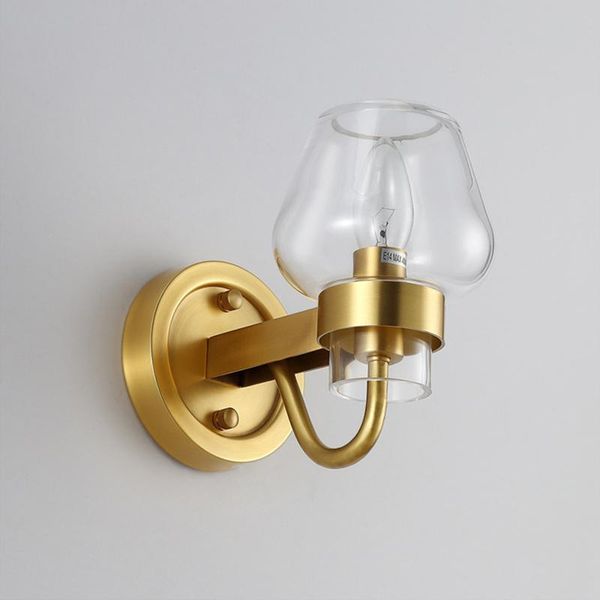 

post-modern luxury led wall lamp nordic copper living room deco lighting fixture aisle stairs bedroom bedside glass lights