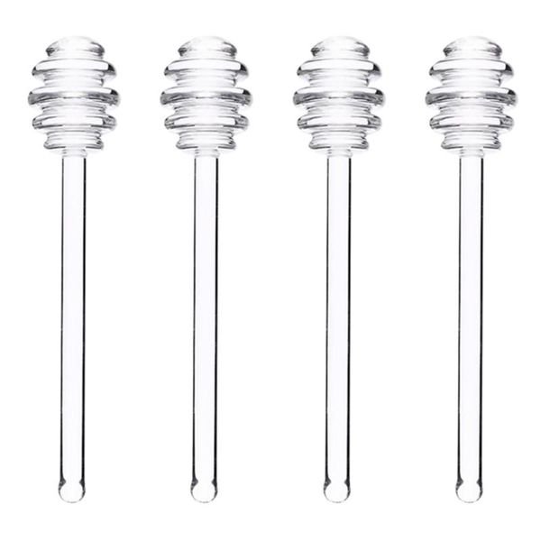 

spoons 4pcs glass honey stirring sticks jam dippers (transparent)