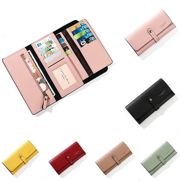 

salenew on 2021 fashion women leather long clutch large capacity many sections rits design female effects portfolios, Red;black