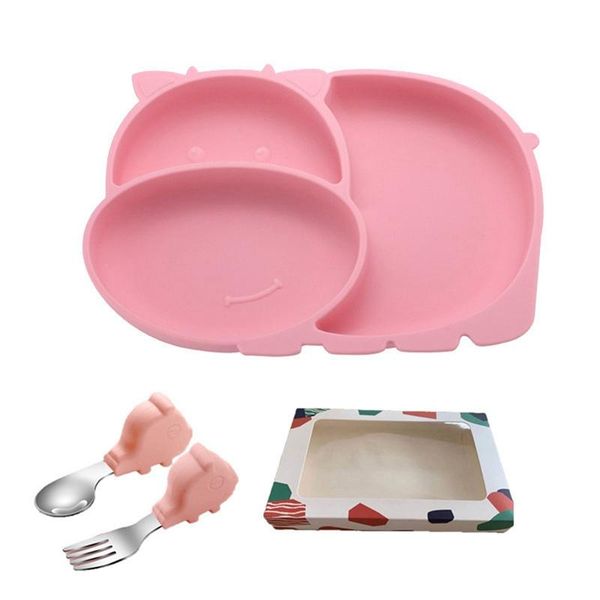 

dishes & plates children's silicone dinner plate baby eating training supplementary bowl and spoon set