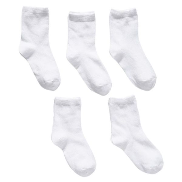 

socks 5 pairs kids pure white sock baby boy girl solid breathable cotton sport spring, Pink;yellow