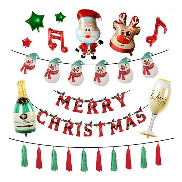 

christmas decorations 48pcs/set balloons snowman santa claus xmas banner party decoration merry for home decor