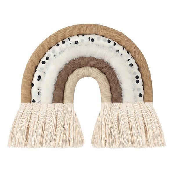 

decorative objects & figurines dot rainbow wall hanging ornament handmade weaving macrame nordic home decor dropship