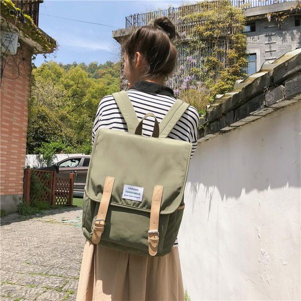 

backpack women casual harajuku college school bags waterproof nylon travel buckle large capacity anti-theft backpackv