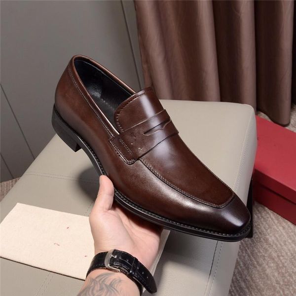 

c4 2020 new fashion slip on leather pointed toe men designer dress shoes business wedding oxfords formal shoes for male big size 38-45 11, Black