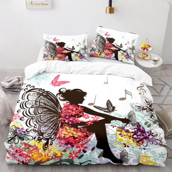

bedding sets butterfly girl set single twin full  king size elf bed aldult kid bedroom duvetcover 3d print 05