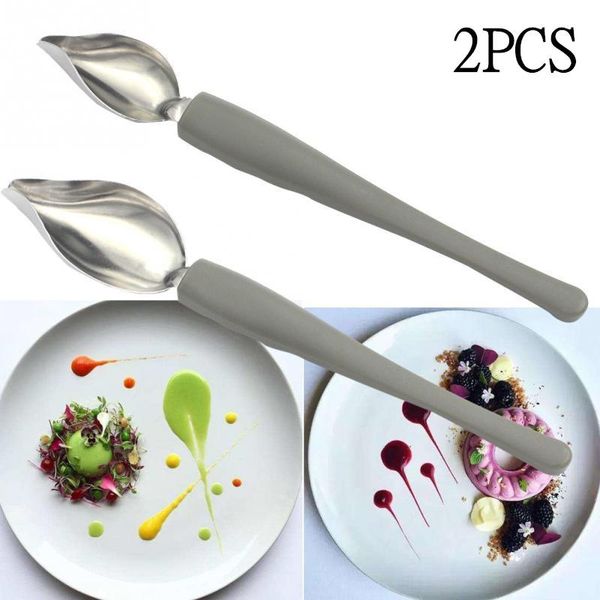 

spoons chef decoration spoon decorate sushi draw tool design sauce dressing plate dessert bakeware cake gastronomy coffee