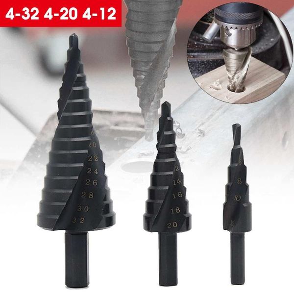 

professional drill bits 1pc/3pcs 4-32mm 4-20mm 4-12mm hss cobalt step bit nitrogen spiral grooved hole cutter