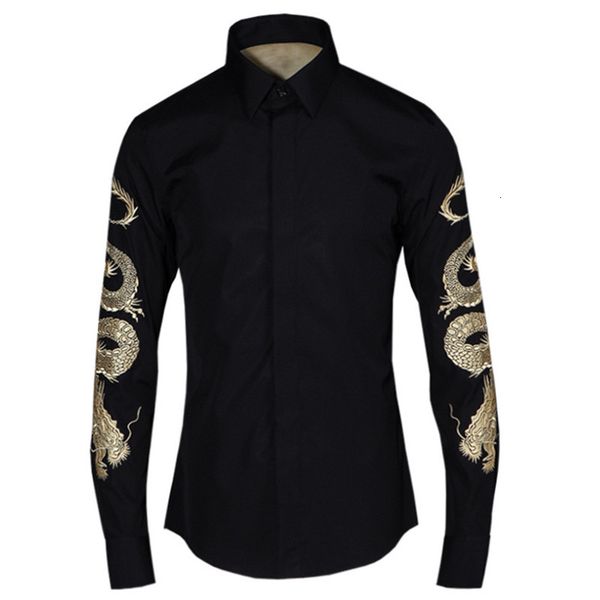 

2021 new brand italy style long sleeve embroidery shirts men original spring fashion mens casual black shirt male do8i, White
