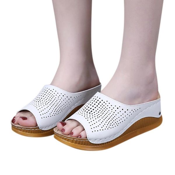 

slippers women's summer high heel wedges fashion heeled shoes hollow casual fish mouth zapatos de mujer, Black