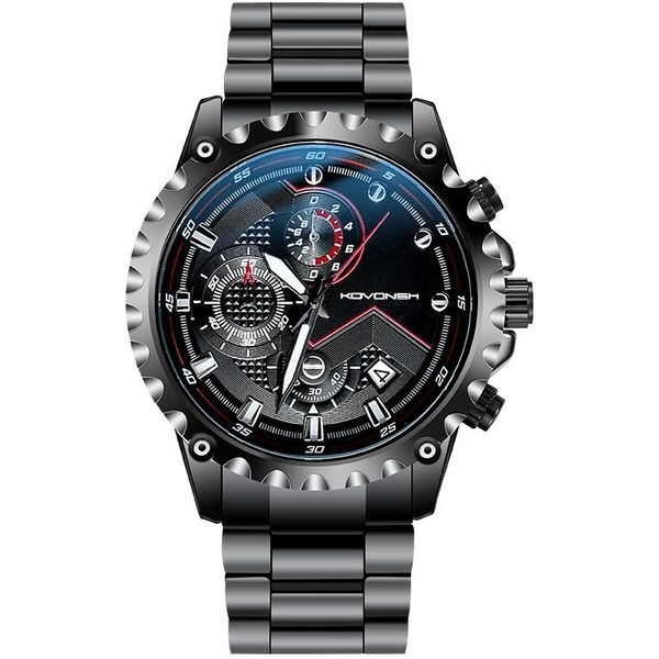 

wristwatches trendy fashion luminous sports men's quartz multifunctional steel belt waterproof watch, Slivery;brown