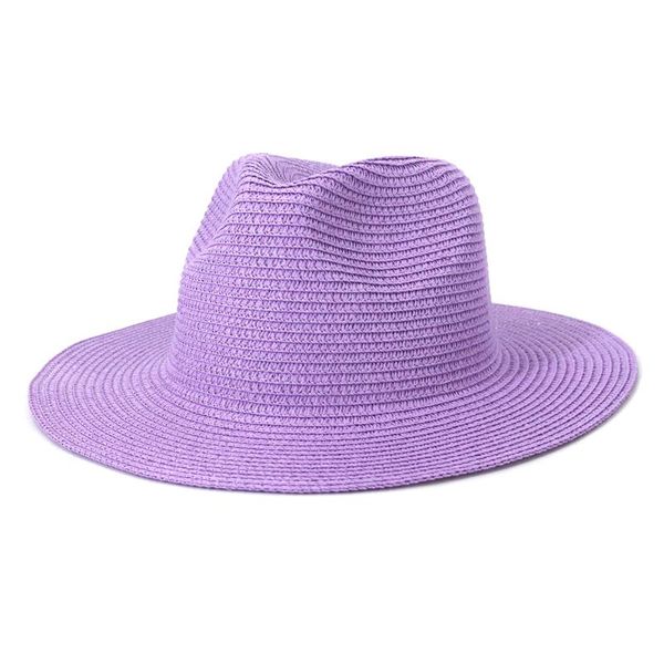 

wide brim hats women men outdoor sun protection fashion spring summer jazz panama straw fedora hat with beach, Blue;gray