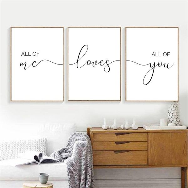 

paintings all of me loves you posters and prints couple quotes art print canvas painting nordic wall pictures bedroom home decor
