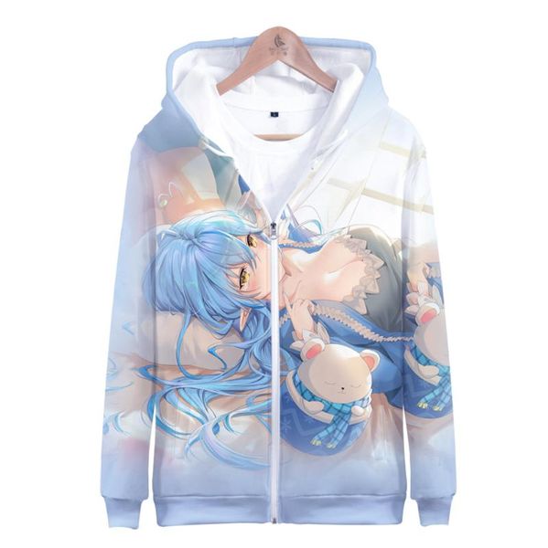 

men's hoodies & sweatshirts hololive vtuber kawaii yukihana lamy 3d men hoodie sweatshirt women cartoon long sleeve zipper casual, Black