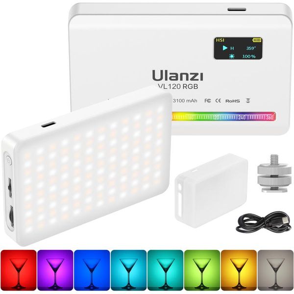 

flash heads ulanzi vl120 rgb mini led video light 2500k-9000k pography fill-in dimmable cri95+ with silicon diffuser for vlogging