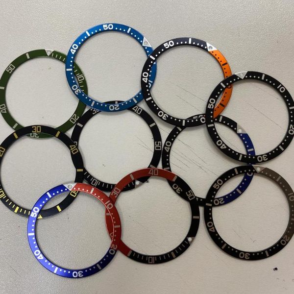 

watch bands ring outer diameter 38mm inner 31.5mm aluminum sheet flat bezel special glue for mouth, Black;brown