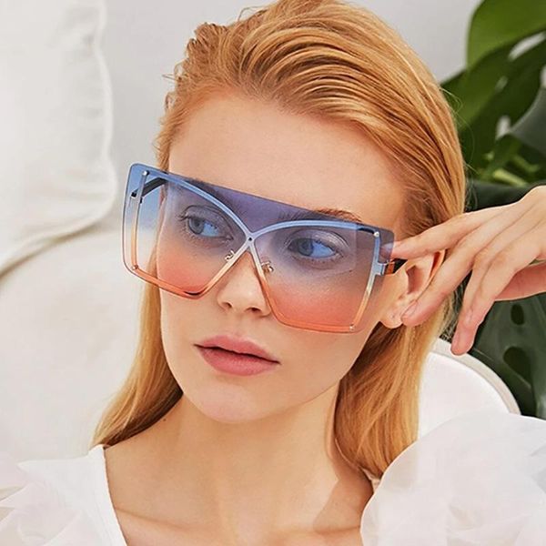 

sunglasses 2021 square women design vintage punk big frame mirror red purple eyewear uv400 eyeglasses, White;black