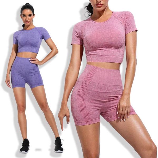 

yoga outfit 2021 women seamless workout set 2 piece outfits gym shorts sports bra high waist clothes