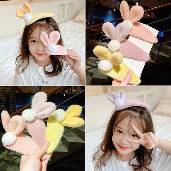 

oaoleer big hair clips for girls kids korean lovely plush hairpins barrettes pompom ear cute hairgrips accessories, Slivery;white