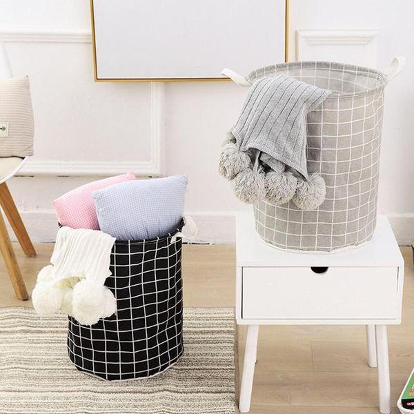

storage baskets 1pc 35x45cm folding round laundry basket bin bag nordic clothes toy bucket organizer large capacity