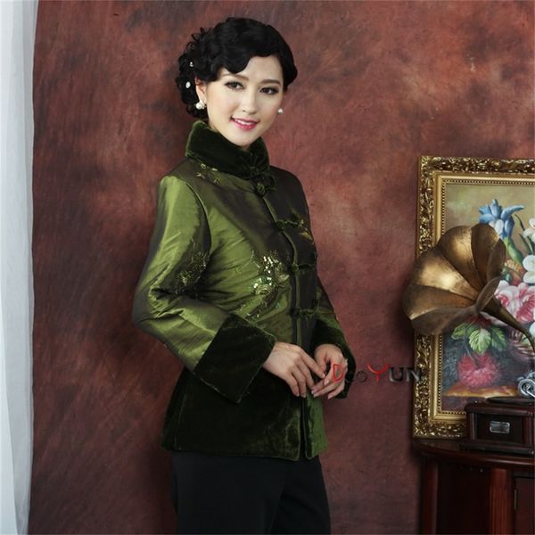 

green chinese tradition middle-aged womens long sleeve wadded jacket embroidery tang suit outerwear  l xl xxl 3xl 4xl, Red