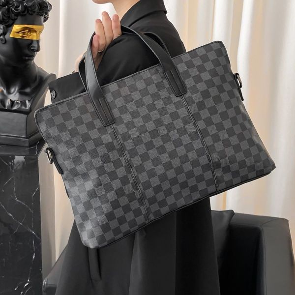 

Briefcase 2021 Tide Brand Men's Bag Handbag 2021 Leisure Business Lattice Horizontal Single Shoulder Diagonal Cross Men